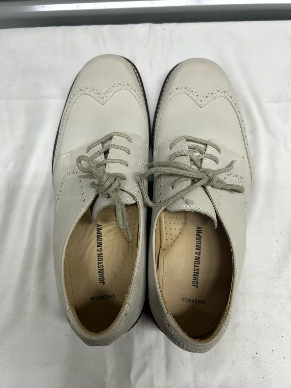 Johnston & Murphy Men's Beige Wingtip Derby Oxfords